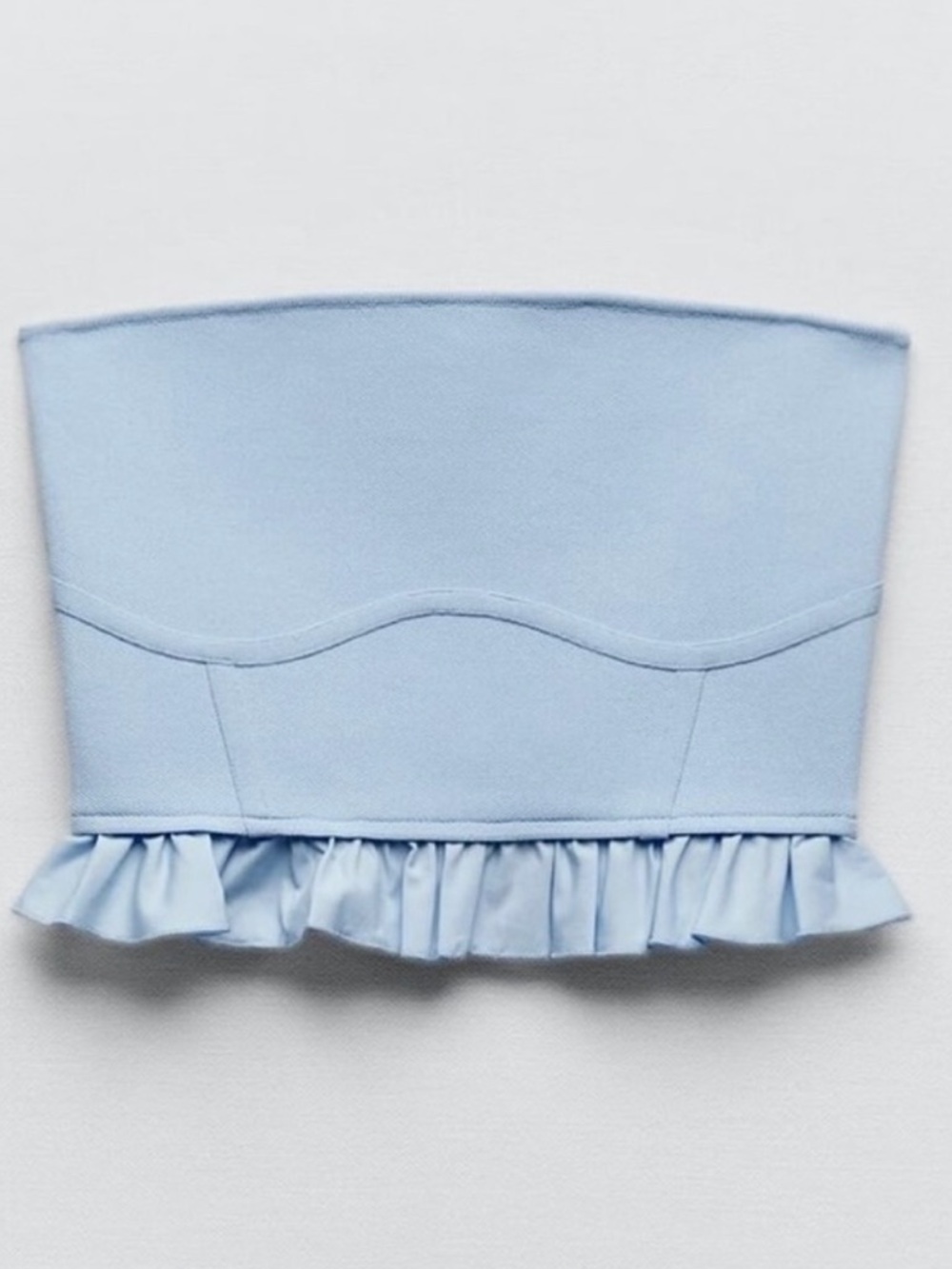 Zara Lavender Strapless Ruffle Hem Crop Top